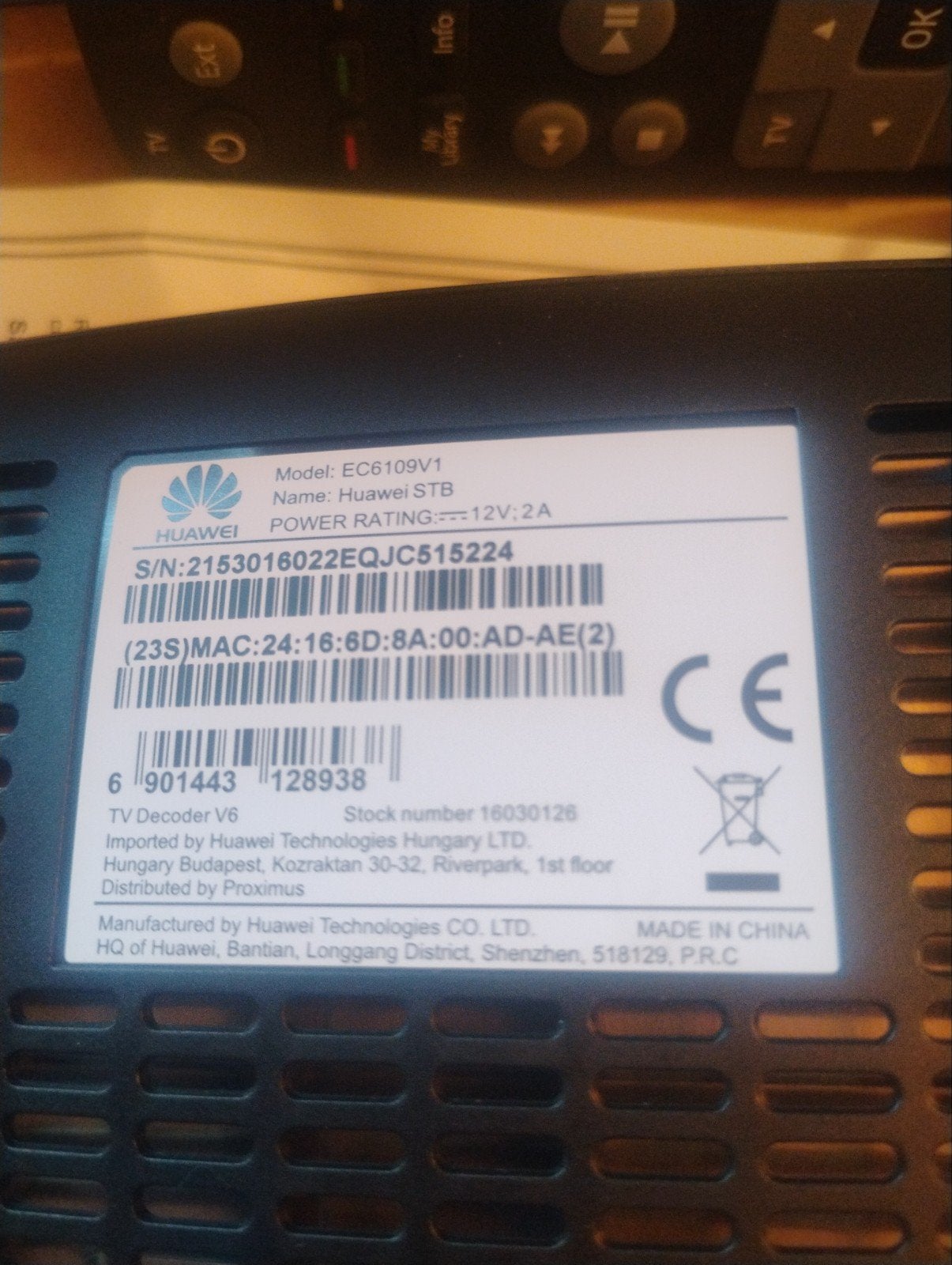 Décodeur Proximus Pickx, Enlèvement