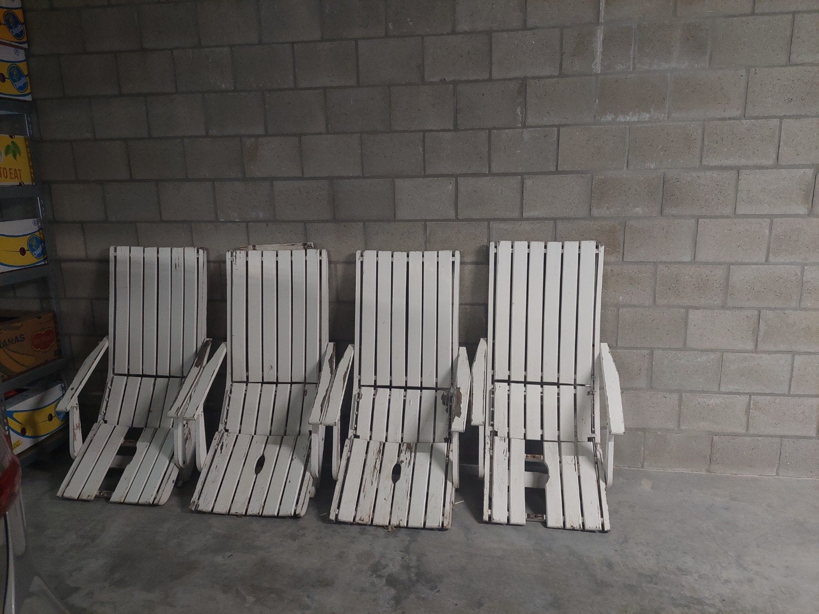 4 houten tuinstoelen en tafel, Tuin en Terras, Ophalen, Gebruikt