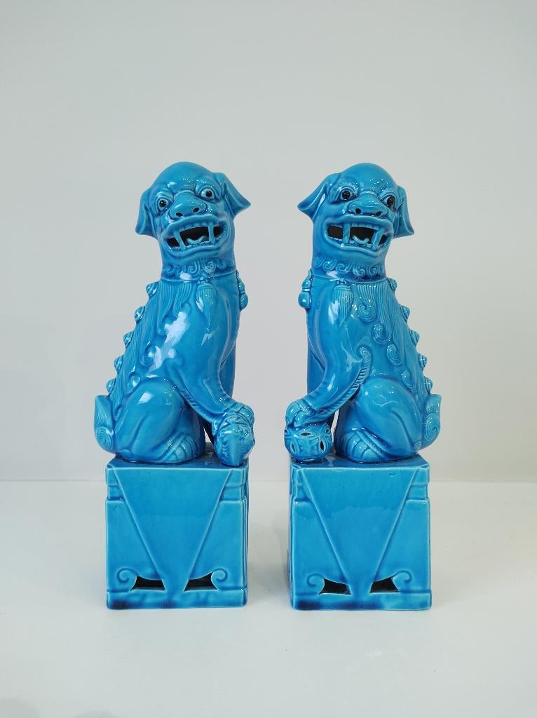 Figurines émaillées - Chine - Foo Dogs - Lion du temple, Antiquités & Art, Art | Objets design, Enlèvement ou Envoi
