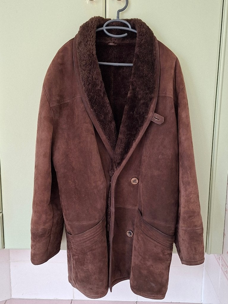 Warme vintage jas in mouton retourne., Kleding | Heren, Jassen | Winter, Ophalen, Andere, Bruin, Maat 48/50 (M)
