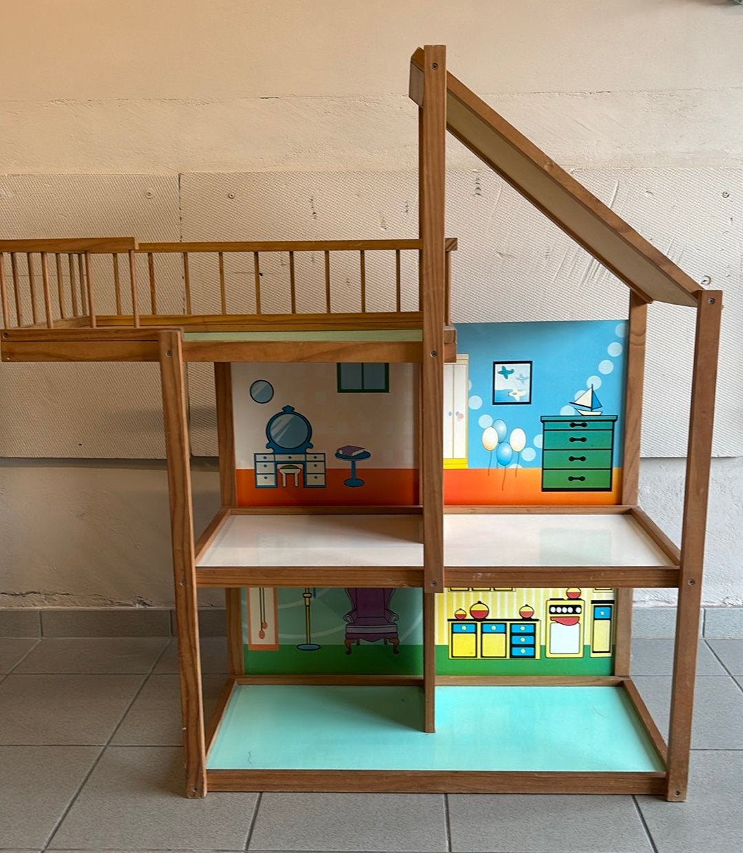 Groot houten poppenhuis, Ophalen, Gebruikt, Poppenhuis