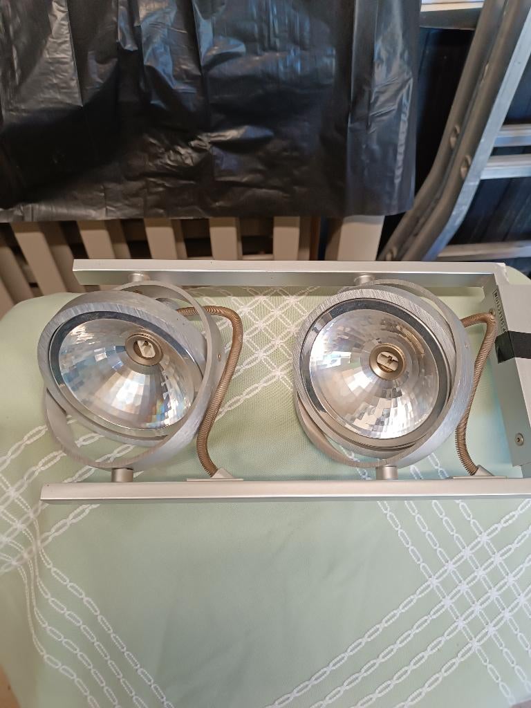 2 plafondlampen 1 met 4 en 1 met 2 spotsaansluitingen., Ophalen, Zo goed als nieuw, Glas