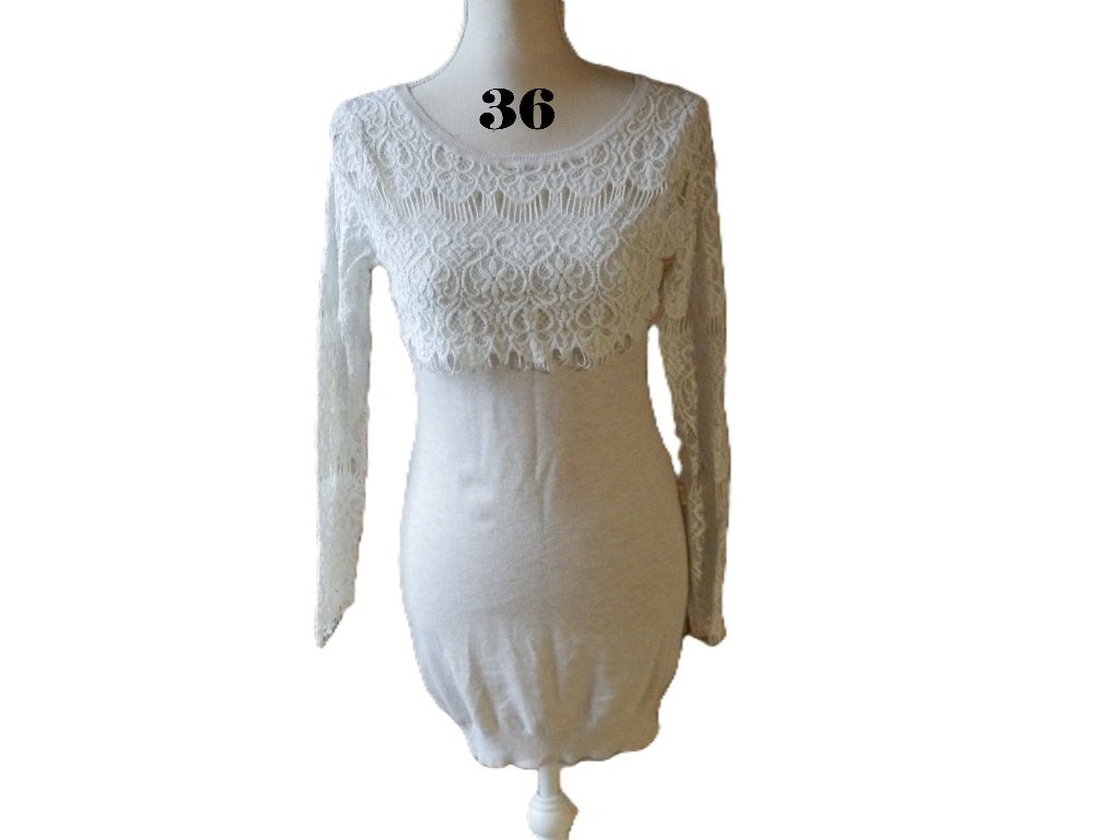 (135)- robe femme t.S creme - enzoria -, Kleding | Dames, Overige kleuren, Ophalen of Verzenden, Zo goed als nieuw, Knielengte