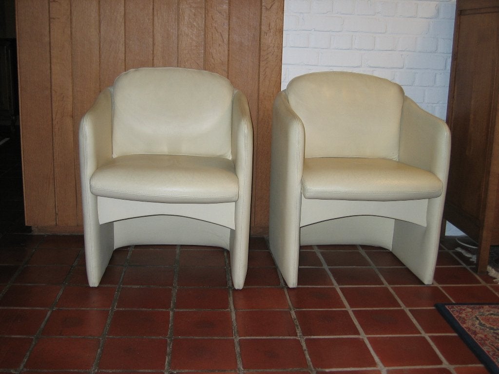 2 lederen vintage zetels Jos Geerebaert, Maison & Meubles, Enlèvement, Utilisé, Une personne, Cuir