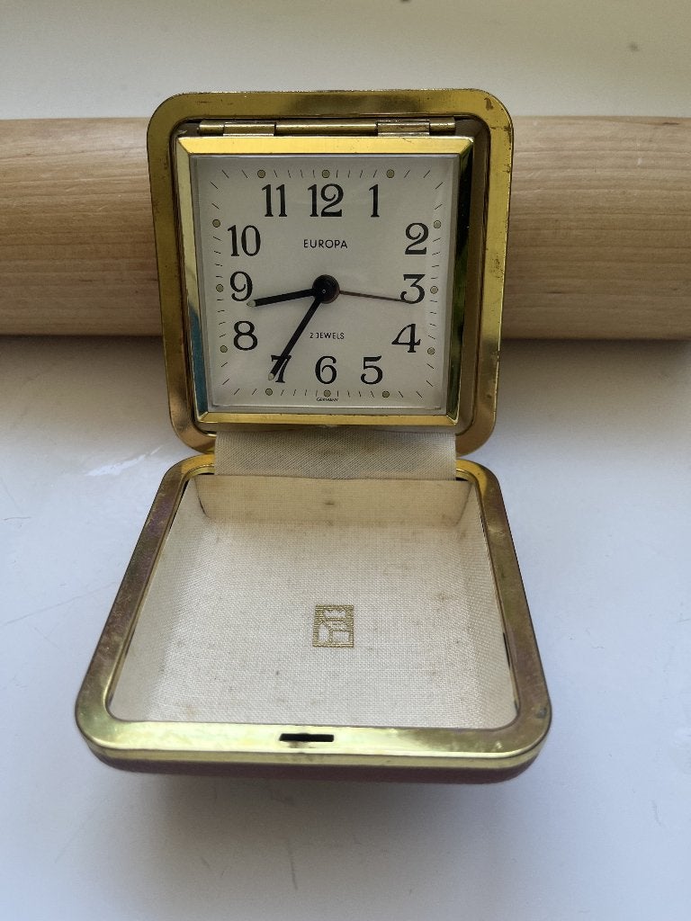 Vintage Europa reiswekker 2 Jewels Made in Germany Werkend, Antiek en Kunst, Ophalen of Verzenden