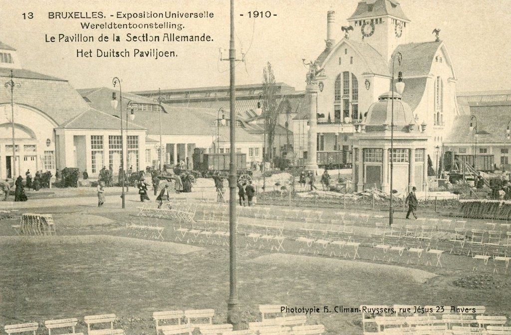 5 cartes postales - Expo 1910 - Bruxelles, Envoi