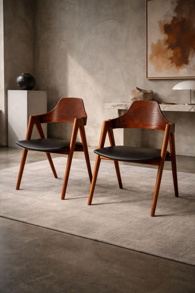 Paar Compass-Kai Kristansens-Denemark-1960 stoelen, Antiek en Kunst, Antiek | Verlichting, Ophalen