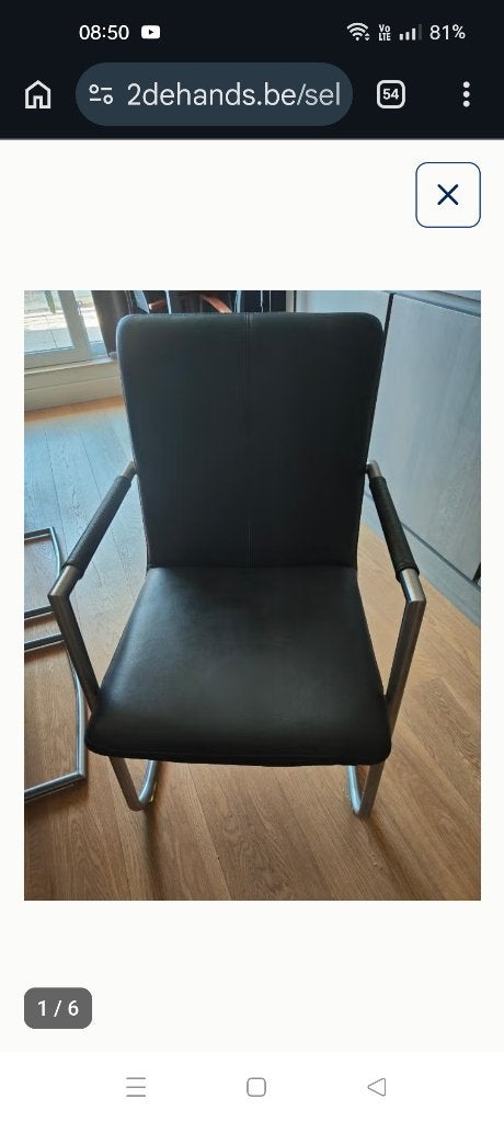 6 Eetkamer stoelen. Leder RVS frame, Enlèvement, Comme neuf, Modern, 4 à 6 chaises