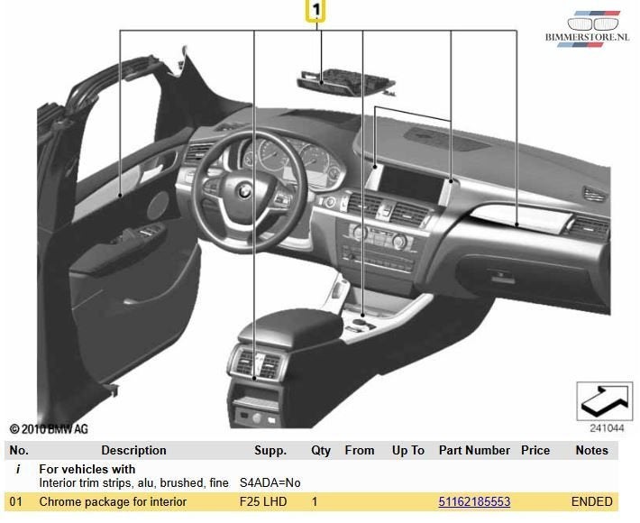 Chromen interieur accenten set 10 dlg. nieuw BMW X3 serie F2, Autos : Pièces & Accessoires, Neuf, -, Origine de la pièce connue