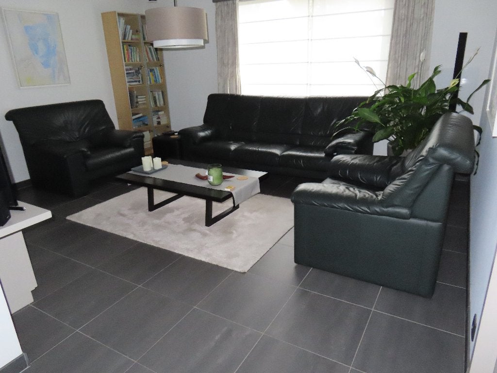 Lederen salon 3-zit + 2 x 1-zit, Huis en Inrichting, Ophalen, Gebruikt, Modern, strak, Rechte bank