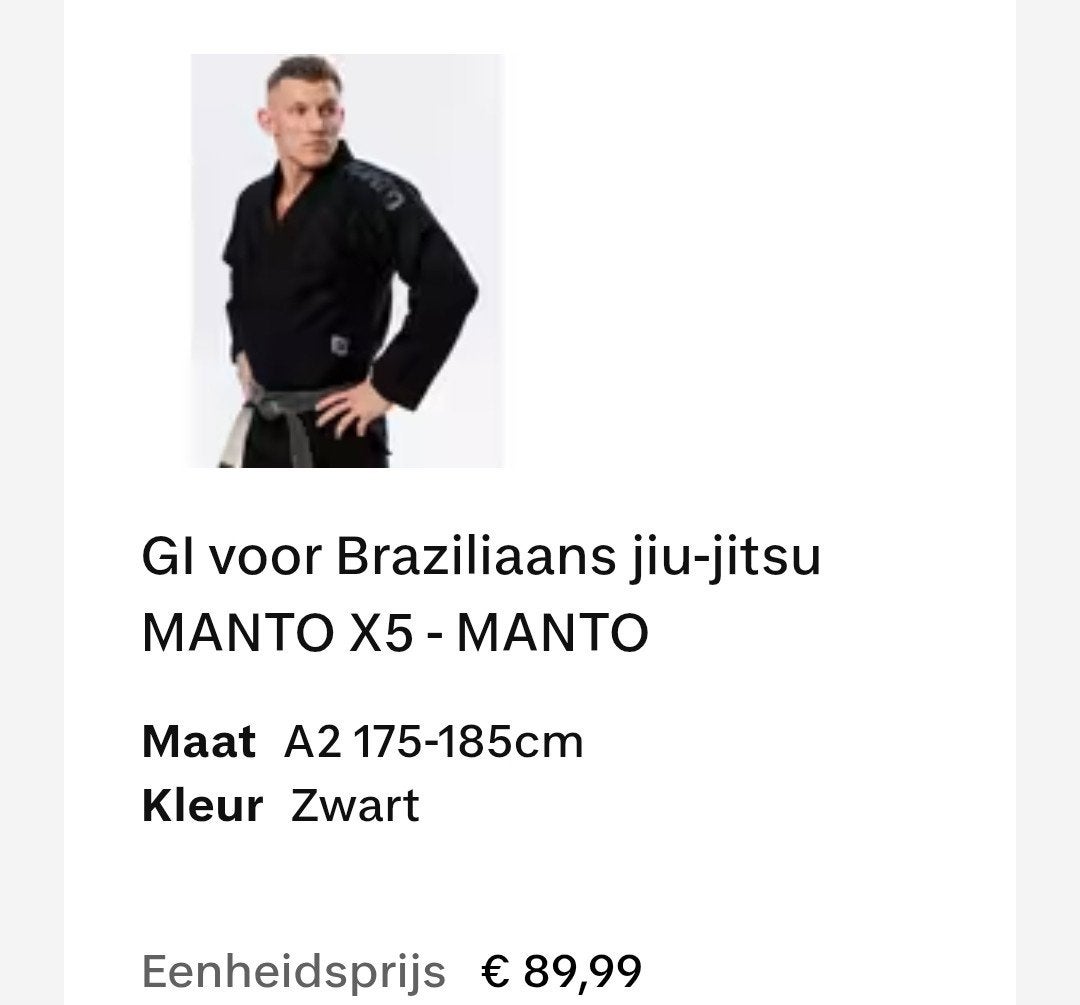 GI voor Braziliaanse ju-jitsu, Sport en Fitness, Vechtsporten en Zelfverdediging, Ophalen, Vechtsportpak, Maat L, Zo goed als nieuw