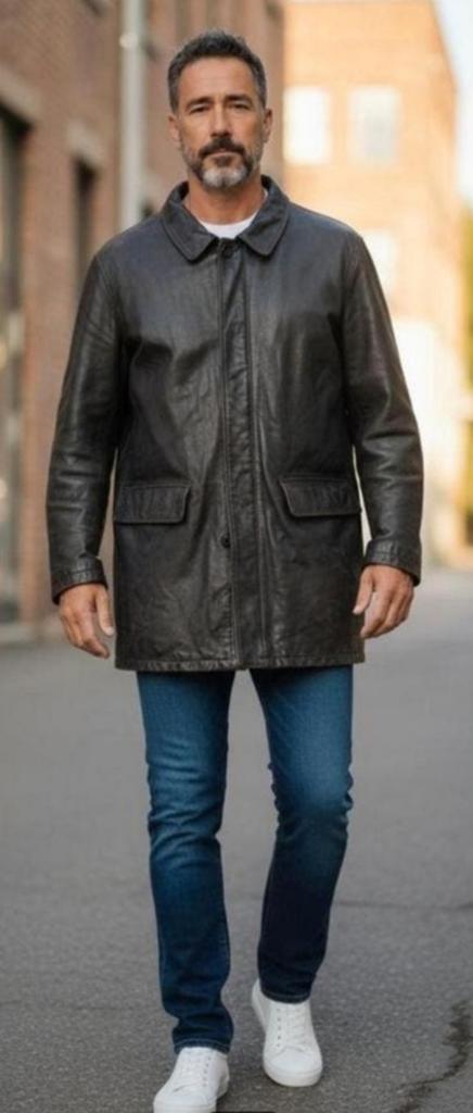 Veste mi-longue en cuir noir HUGO BOSS taille L/XL, Vêtements | Hommes, Enlèvement ou Envoi, Taille 52/54 (L), Hugo Boss, Porté