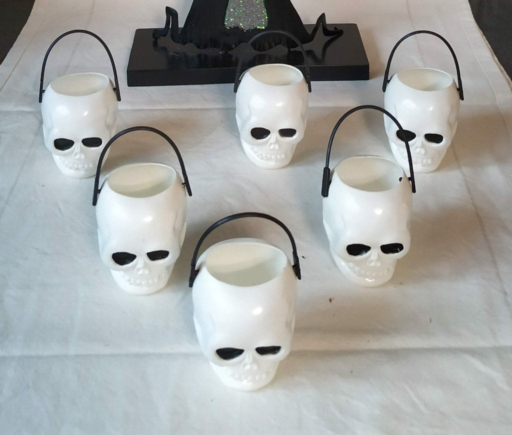 halloween emmertjes in dikke pvc met handvat doodshoofdjes, Enlèvement ou Envoi, Article de fête