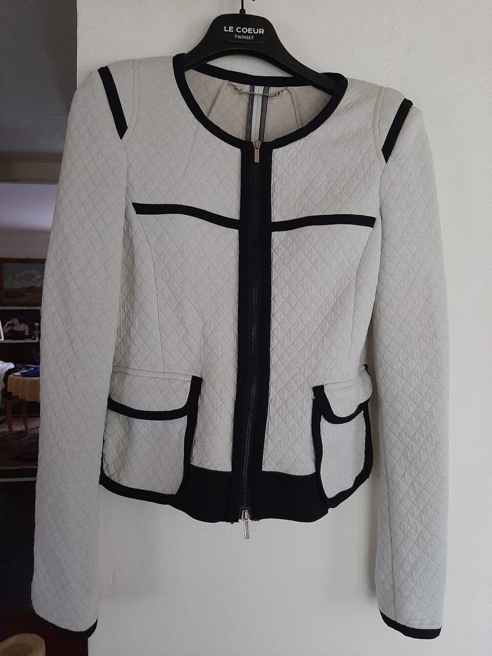 magnifique veste ATOS LOMBARDINI blanc/noir élégante, ATOS LOMBARDINI, Envoi, Taille 36 (S), Manteau