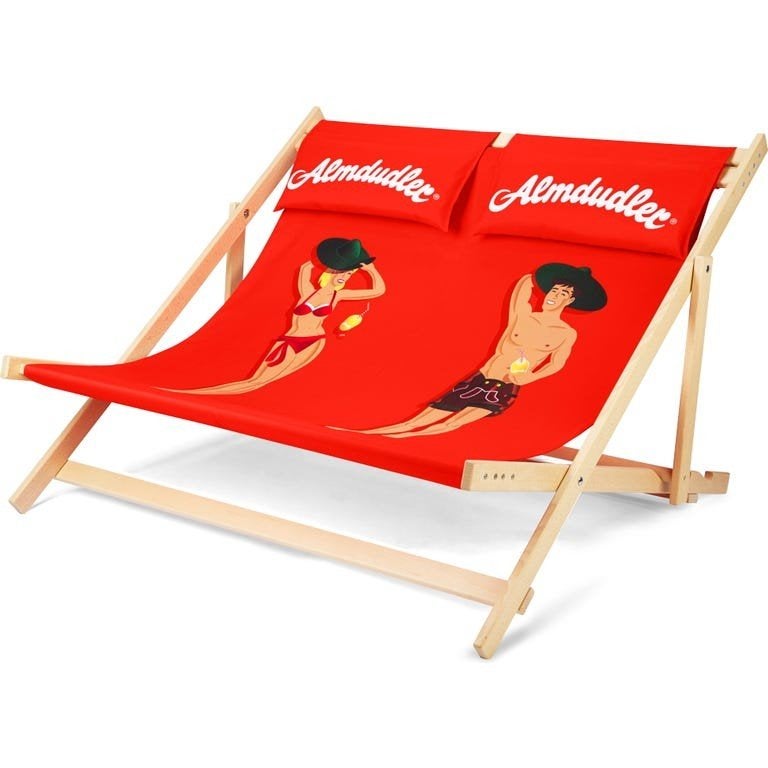 Nieuw in de doos,  2-persoons strandstoel van Almdu, Jardin & Terrasse, Chaises longues, Enlèvement, Neuf, Bois, Pliant