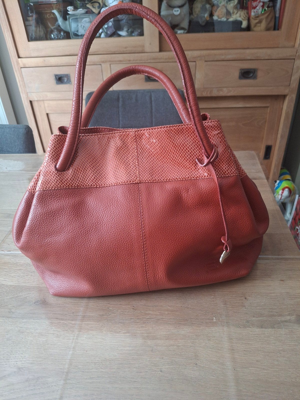 Prachtige Crinkles krokodil look / leder roest rood, Ophalen, Rood
