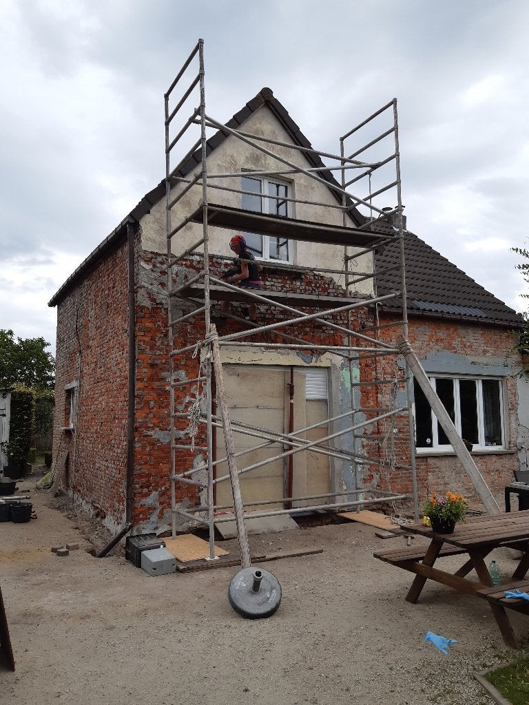 “Aluminium rolstelling 6,5m – 4 planken – 4 wielen – €950”, Doe-het-zelf en Bouw, Steigers, Ophalen, Gebruikt, Rolsteiger of Kamersteiger