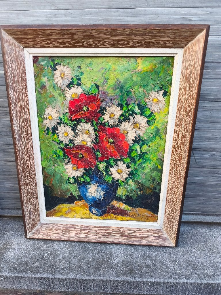 Huile sur toile fleurs signe Armand lacour, Enlèvement ou Envoi, Fleurs, Toile