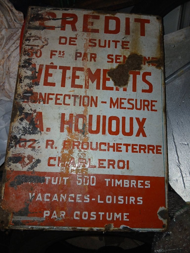 Ancienne plaque émaillée, Collections, Enlèvement ou Envoi, Utilisé, Panneau publicitaire