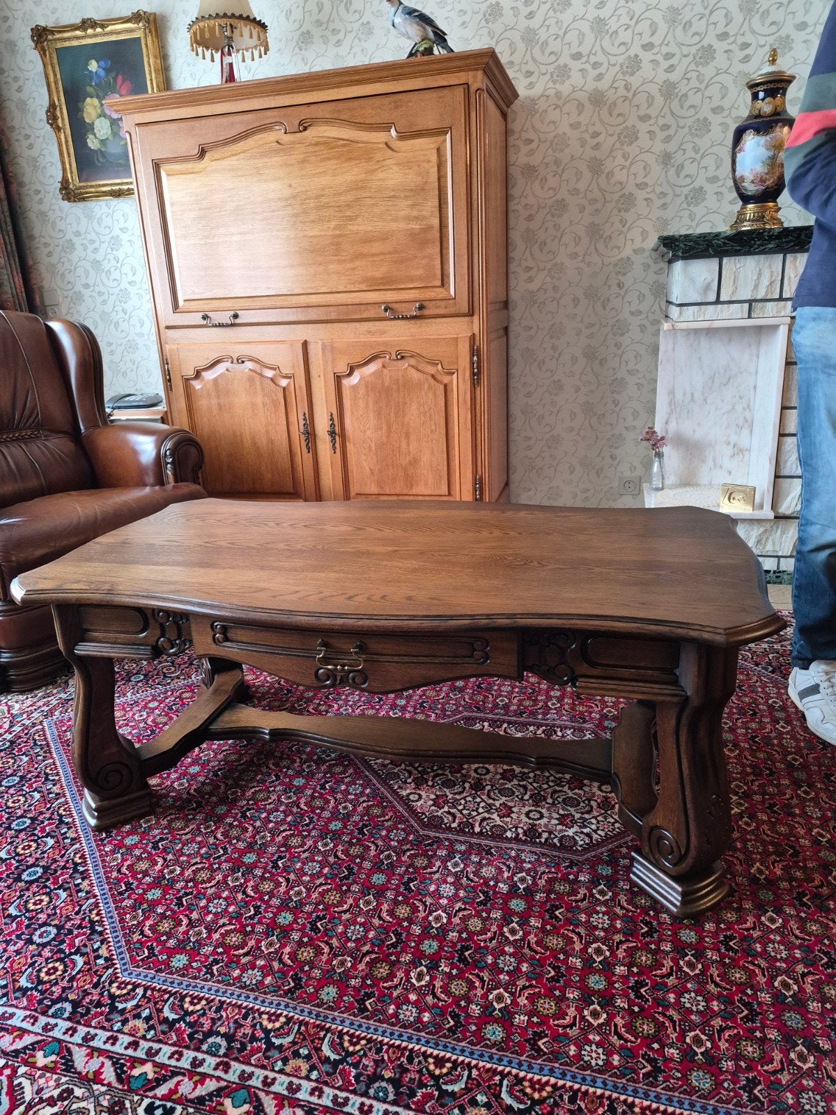 Te koop : massief eiken salontafel, Huis en Inrichting, Ophalen, Rechthoekig, Eikenhout, Klassiek