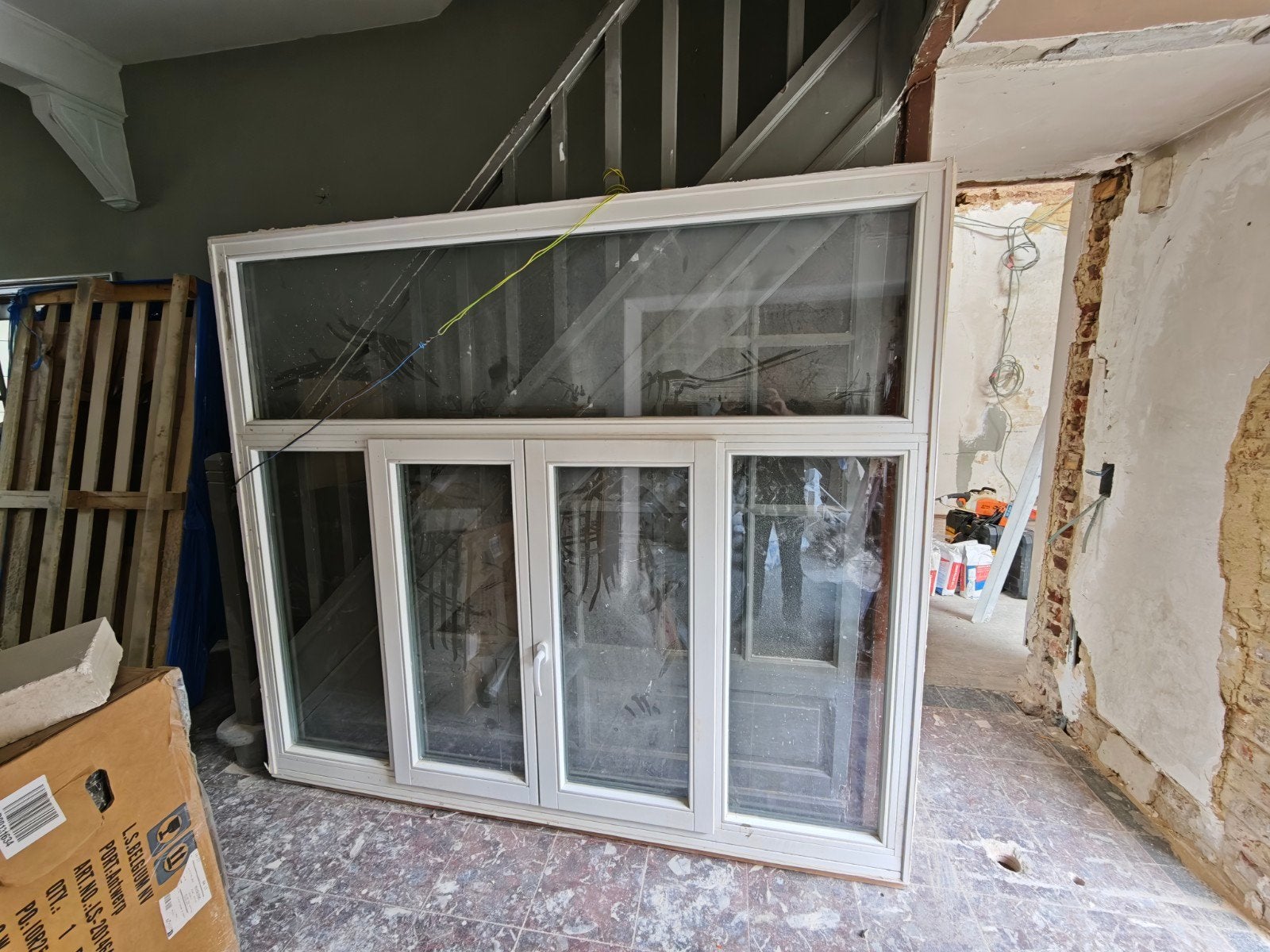 châssis fenêtre double vitrage 1,1 194 x 218 en bois meranti, Châssis de fenêtre, Enlèvement, Utilisé, Vitre comprise