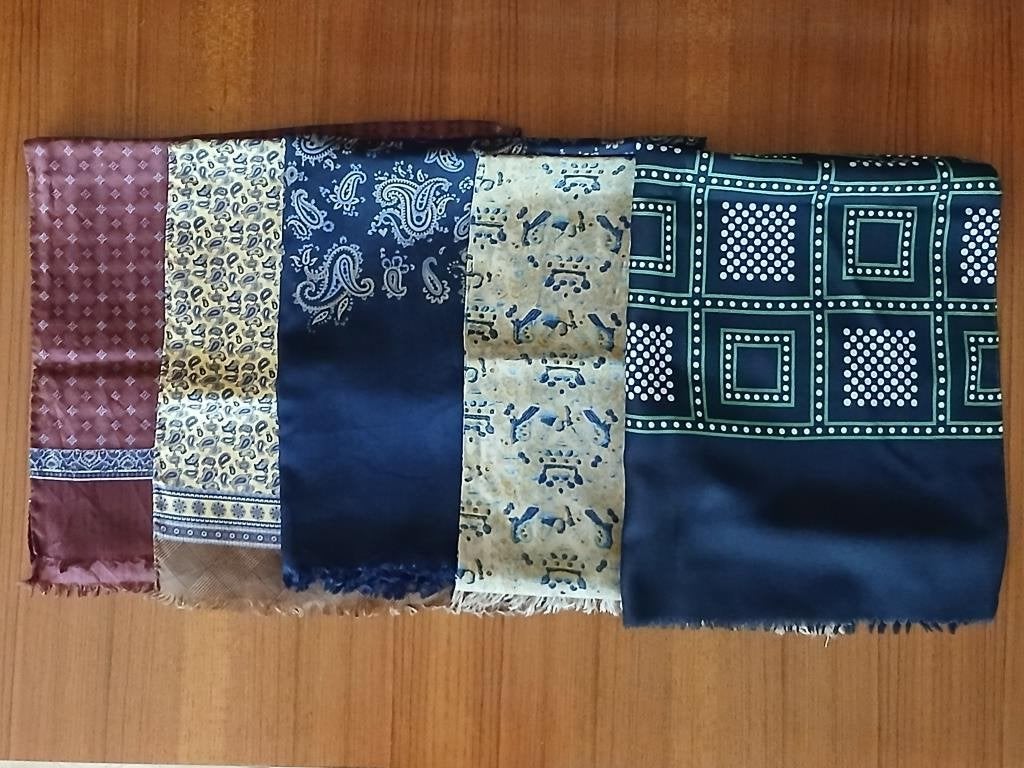 Set van 5 zijden sjaals voor heren, Ophalen, Gedragen, Overige kleuren, Met patroon