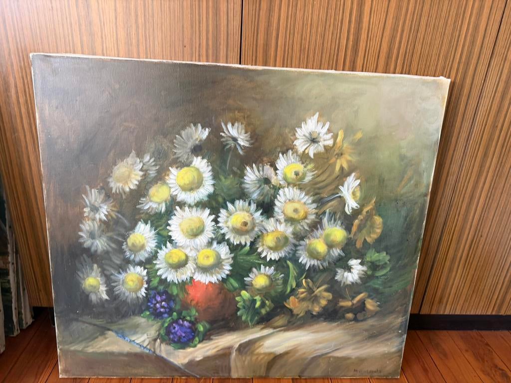 Schilderijen (70 x 80 cm) - bloemen - olie op doek, Enlèvement