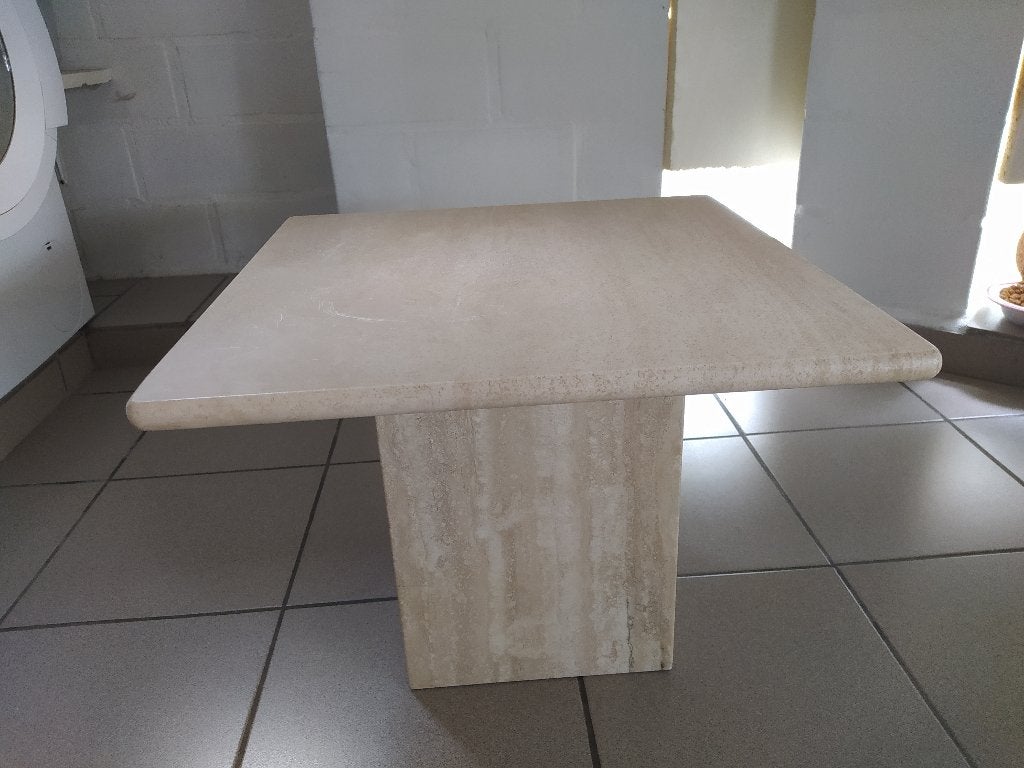 travertin tafeltje  50  50  37 cm, Ophalen, Minder dan 55 cm, Zo goed als nieuw, Overige materialen