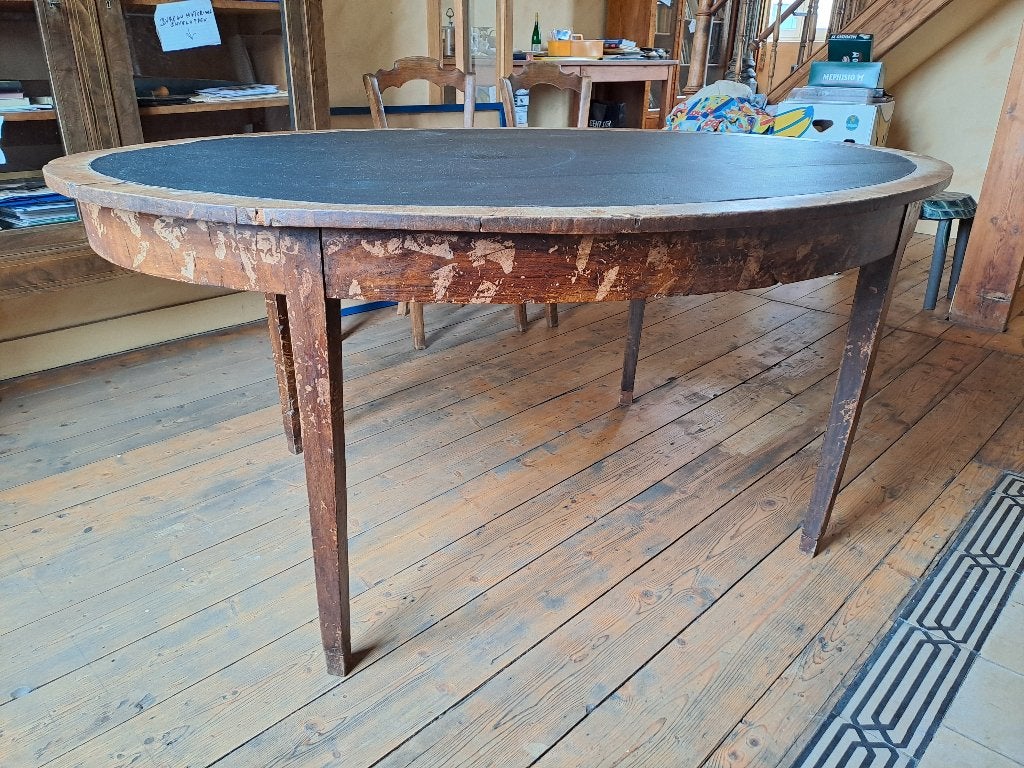 Ovale tafel in hout, Huis en Inrichting, Tafels | Eettafels, Ophalen, Gebruikt, 100 tot 150 cm, Vijf personen of meer