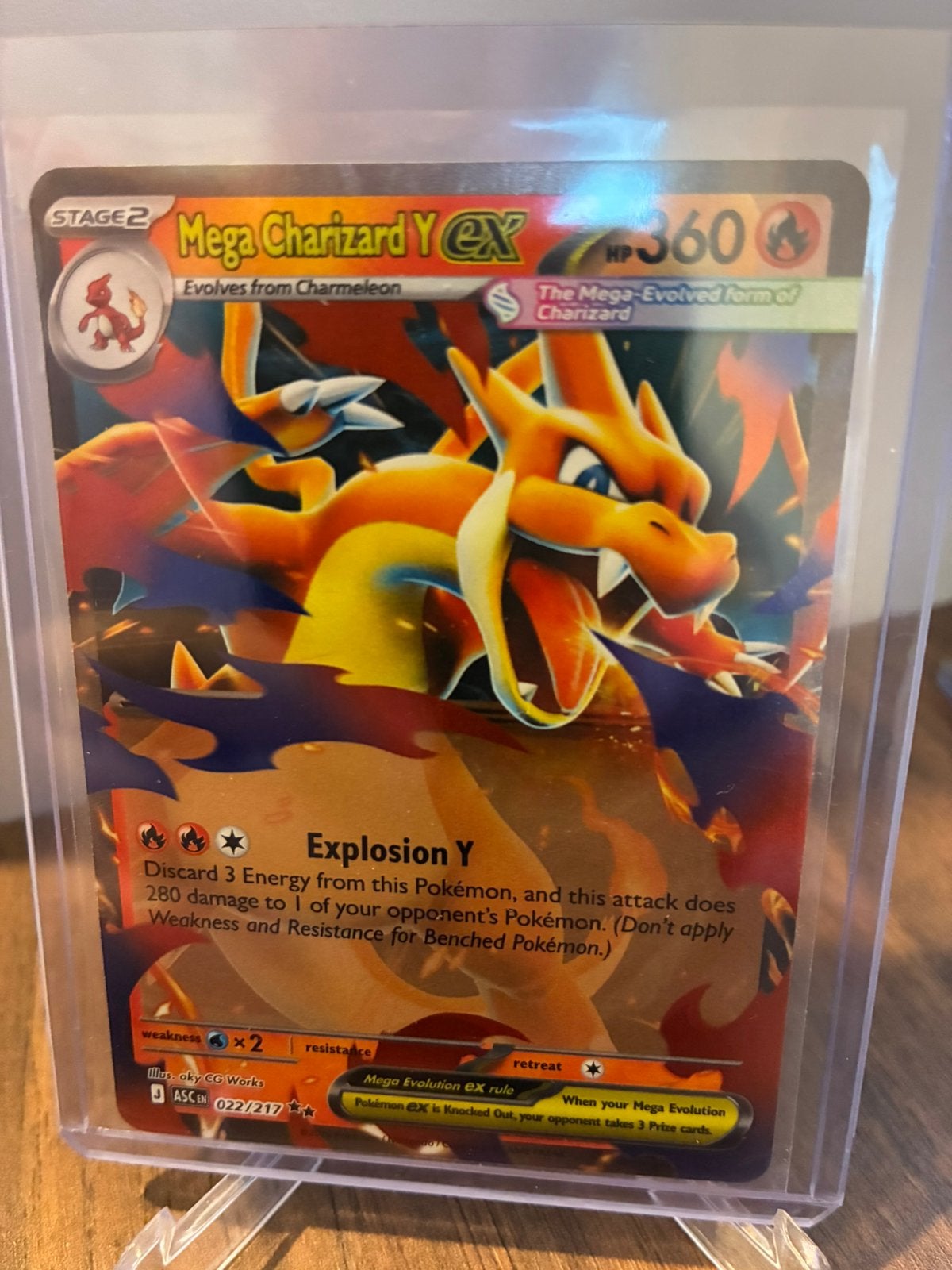Pokemon mega Charizard Y ex ascended heroes, Ophalen of Verzenden, Zo goed als nieuw, Booster