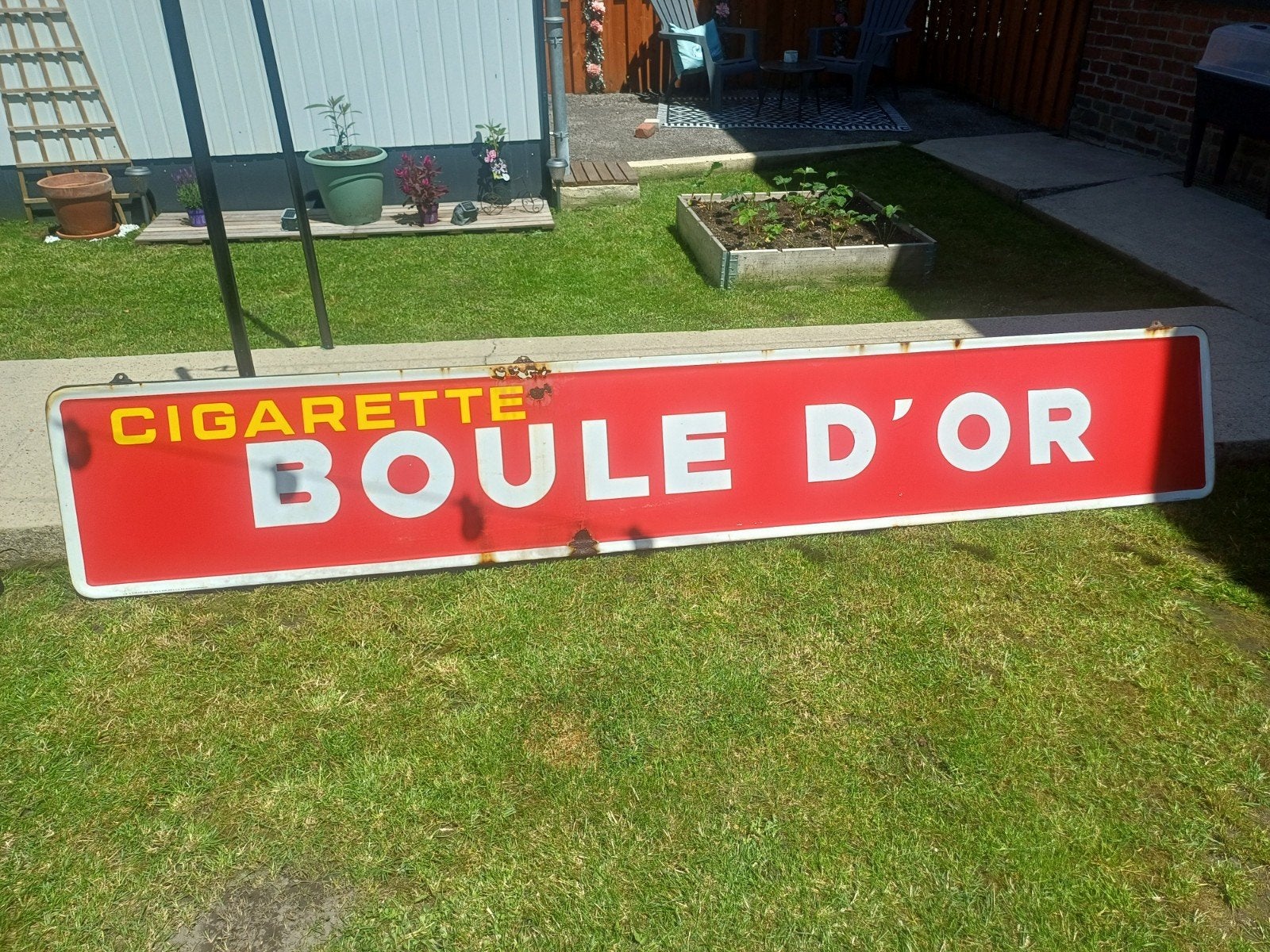 Authentiek emaille bord uit 1951, Verzamelen, Ophalen, Gebruikt, Reclamebord