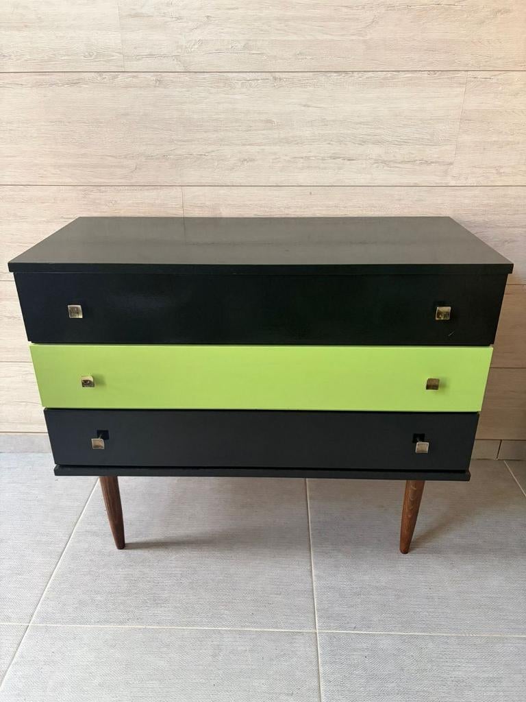 Retro commode, Ophalen, 50 tot 100 cm, Zo goed als nieuw, 3 of 4 laden