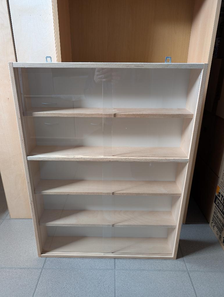 Houten vitrinekast hangmodel met plexiglas (79x60x12cm), Ophalen, Gebruikt, 50 tot 100 cm, Minder dan 25 cm