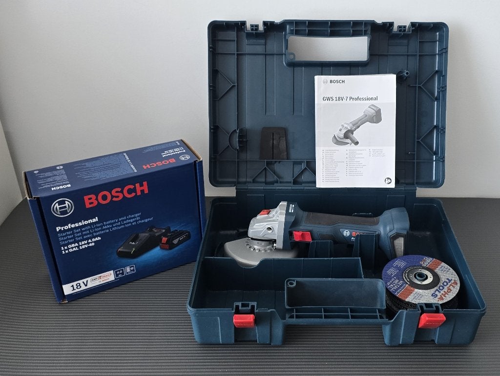 Bosch Professional GWS 18V-7 + NIEUWE 4.0Ah-accu en lader, Ophalen of Verzenden, Zo goed als nieuw, Haakse handslijpmachine