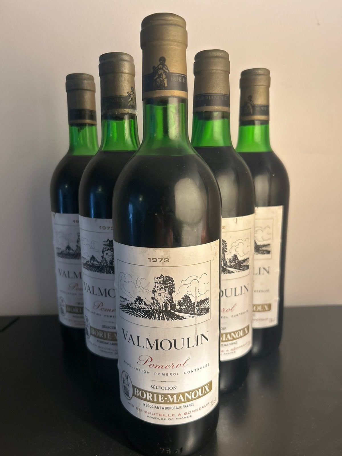 Lot van 6 flessen Pomerol van 1973 - Borie-Manoux, Ophalen of Verzenden, Zo goed als nieuw