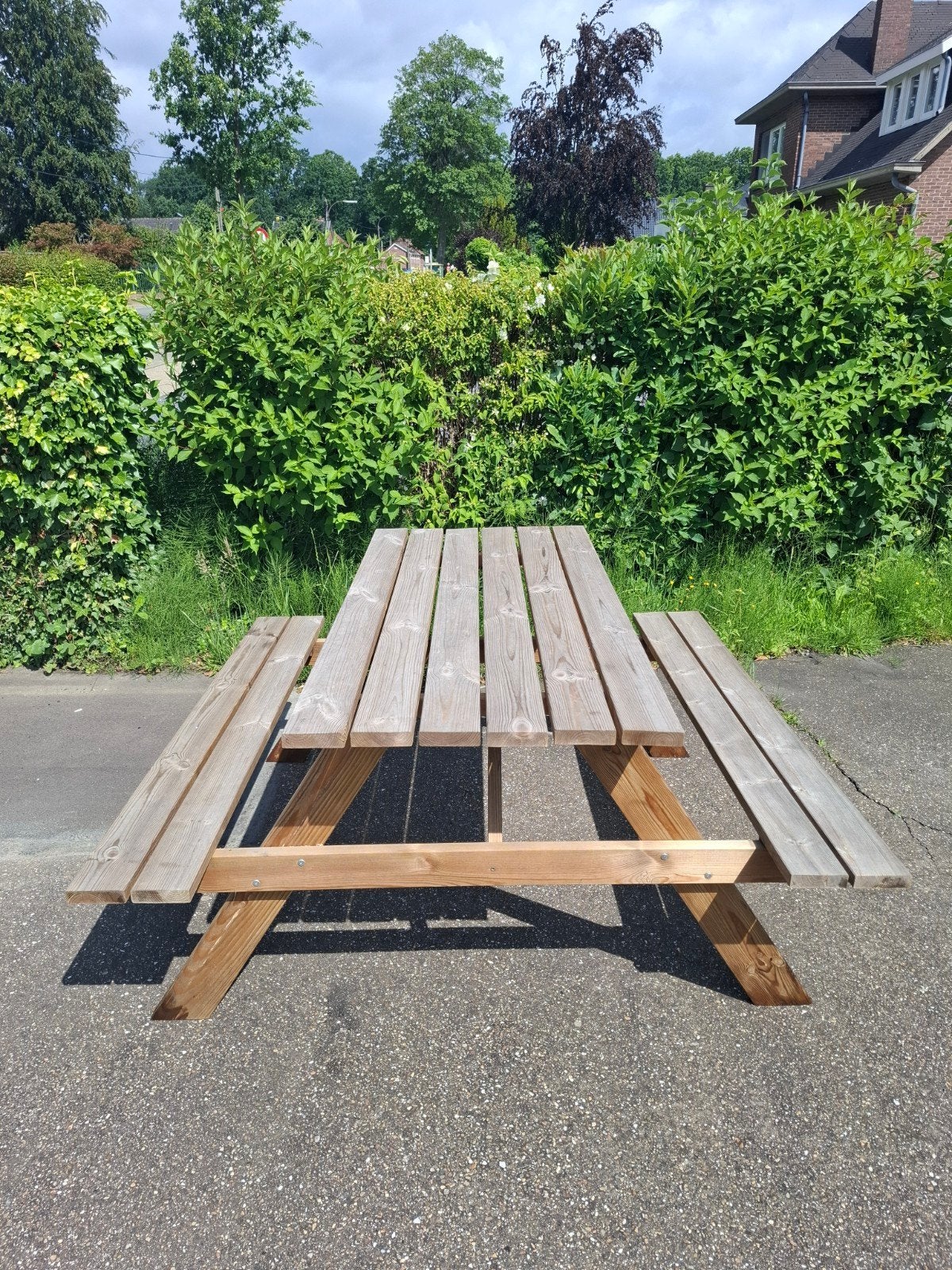 Picknicktafel, Ophalen, Zo goed als nieuw, Rechthoekig, Hout