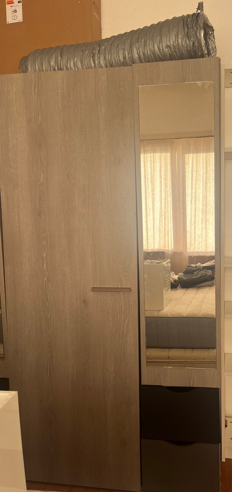 Kleerkast, Huis en Inrichting, Kasten | Kleerkasten, Kast met spiegel, Gebruikt, 100 tot 150 cm, Eikenhout