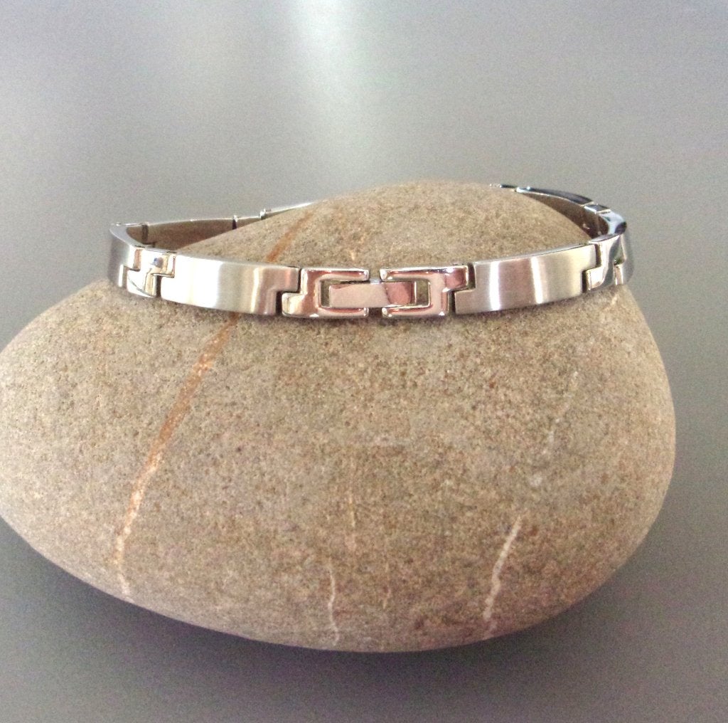 Roestvrijstalen armband voor heren, Handtassen en Accessoires, Armbanden, Ophalen of Verzenden, Zo goed als nieuw, Zilver, Staal