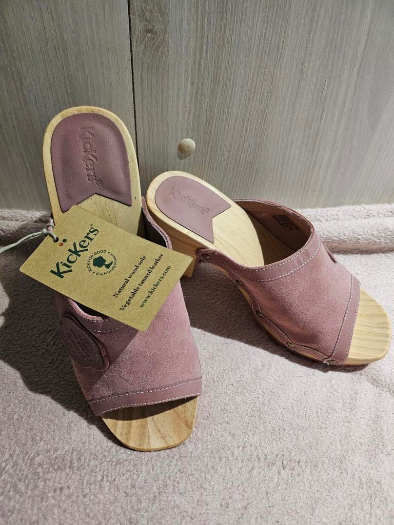 Sabot kikers rose talon en bois, Ophalen, Kikers, Instappers, Nieuw