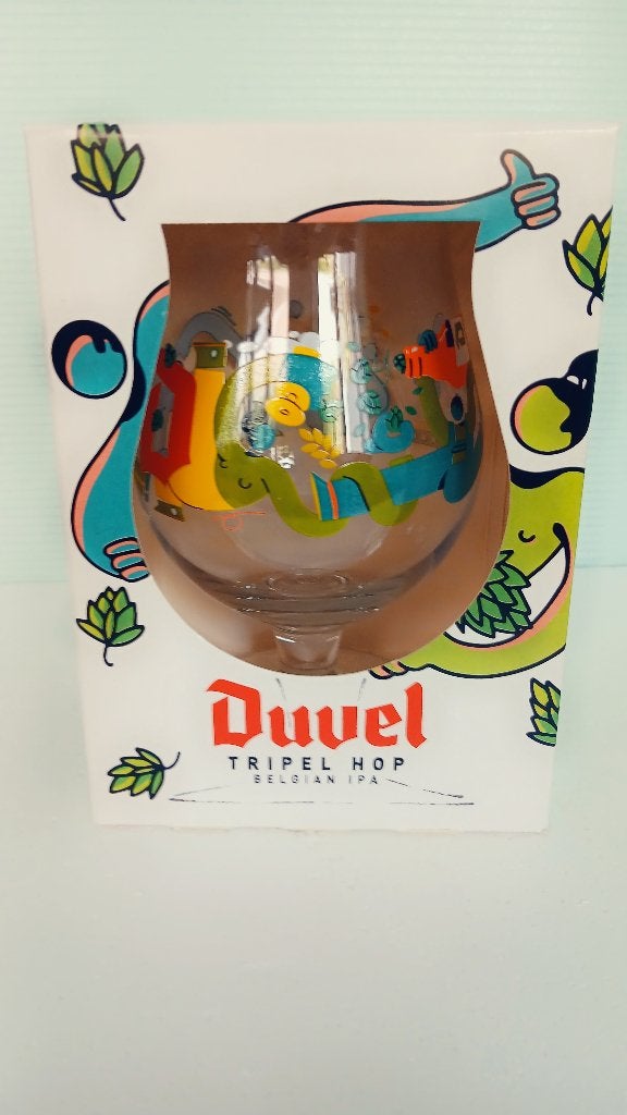 Verre sur pied + boite DUVEL TRIPLE HOP Belgian  Ipa, Enlèvement ou Envoi, Neuf, Verre ou Verres, Duvel