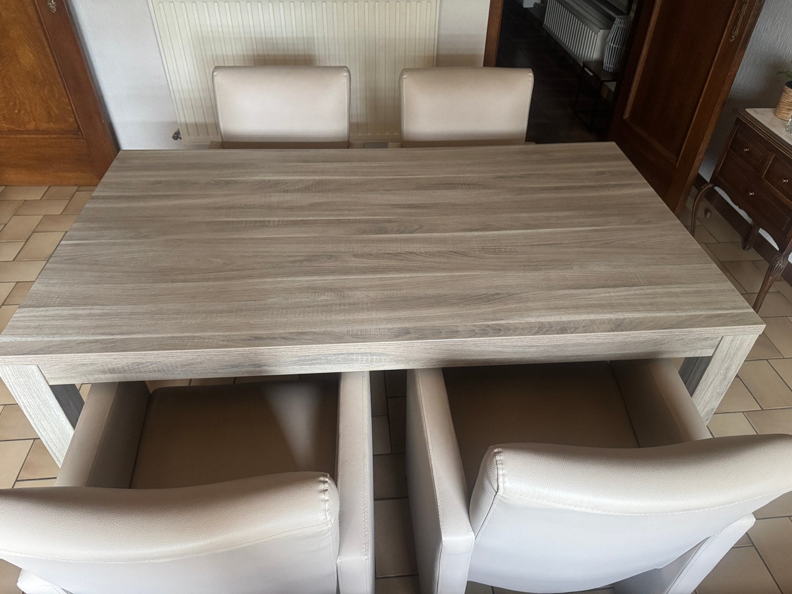 Eettafel met 4 stoelen, Huis en Inrichting, Tafels | Eettafels, Ophalen, Zo goed als nieuw, Vier personen, Rechthoekig