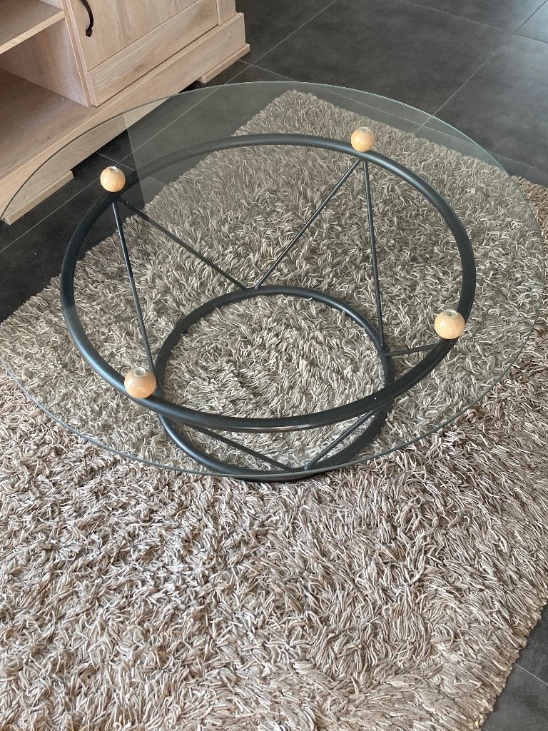 Ronde salontafel met glazen blad, Ophalen, 50 tot 100 cm, Rond, 50 tot 100 cm