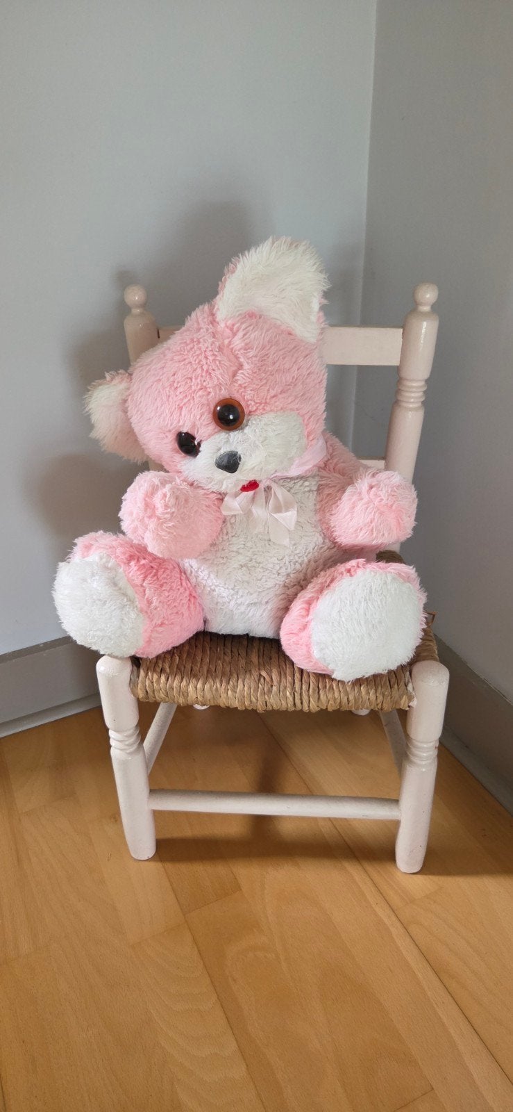 peluche des années '70 sur chaise en bois assortie, Enlèvement