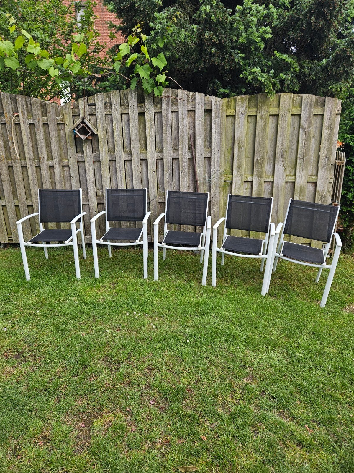 Tuinstoelen stapelbare aluminium 5 stuks in Houthalen witte, Ophalen, Aluminium