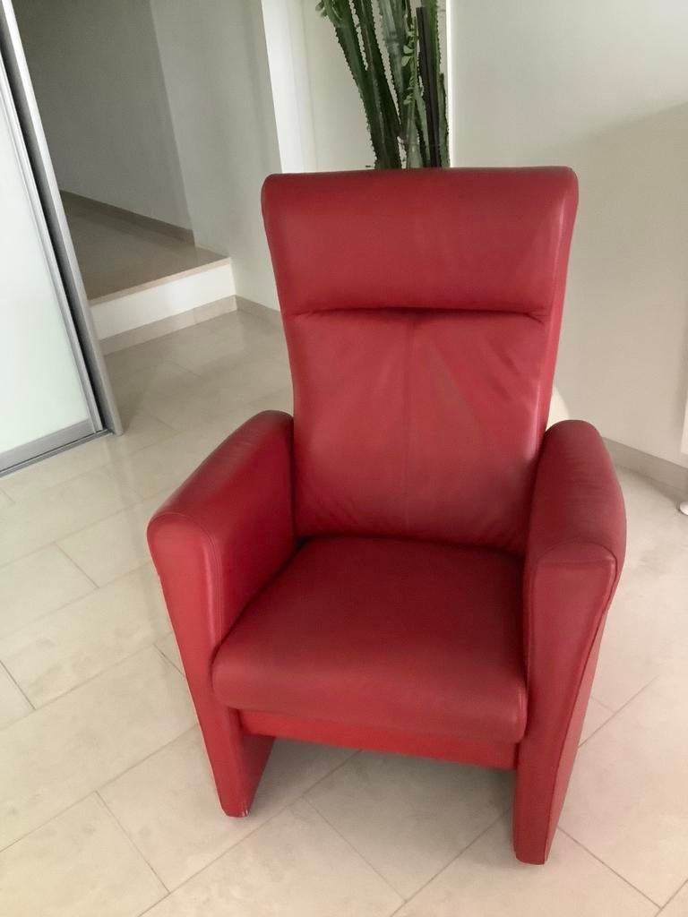 Fauteuil en cuir rouge, Maison & Meubles, Fauteuils, Enlèvement, Utilisé, Cuir, 75 à 100 cm