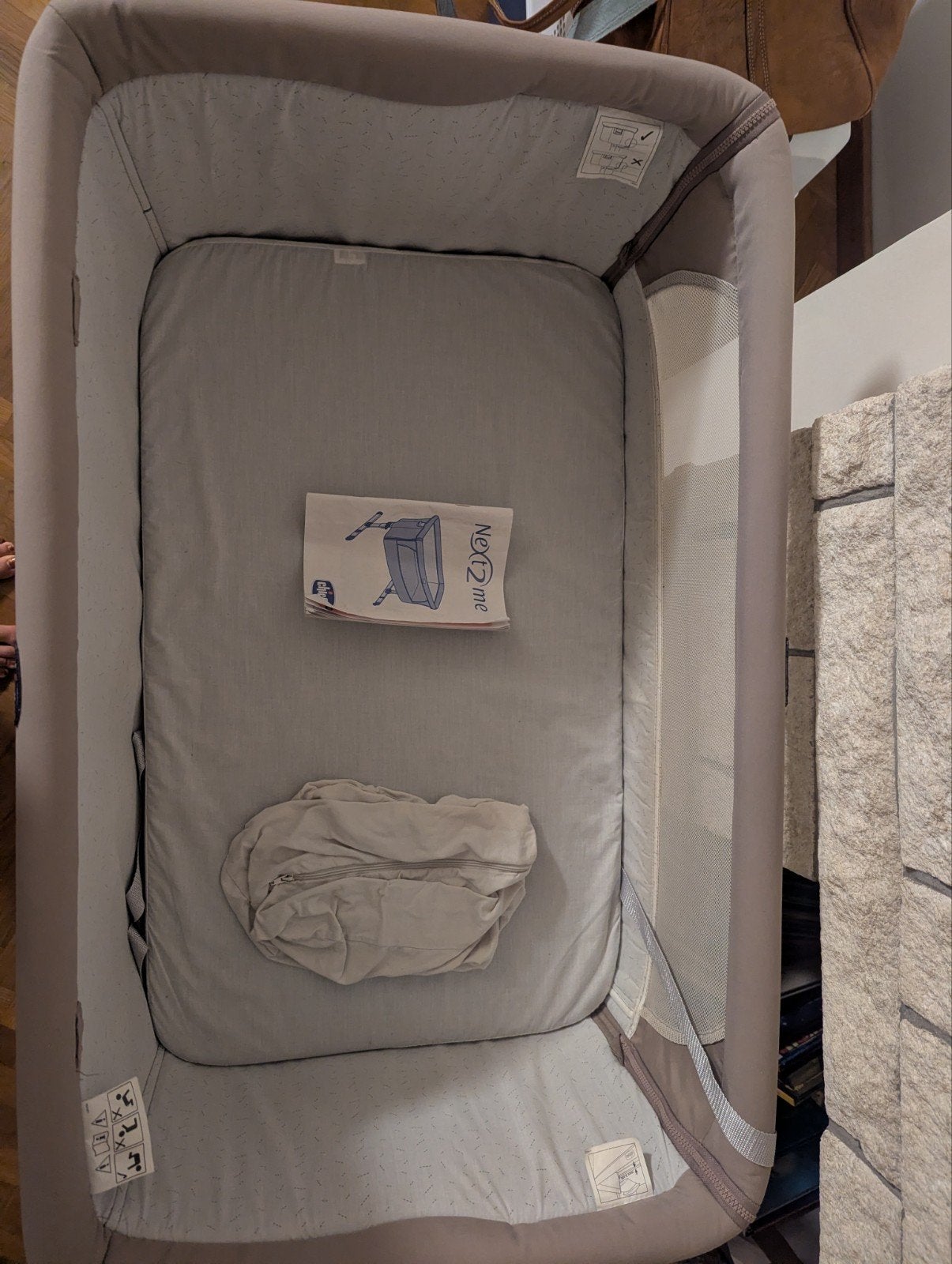 Co-sleeper next2me Chicco beige, Ophalen, Gebruikt, Minder dan 140 cm, Minder dan 70 cm