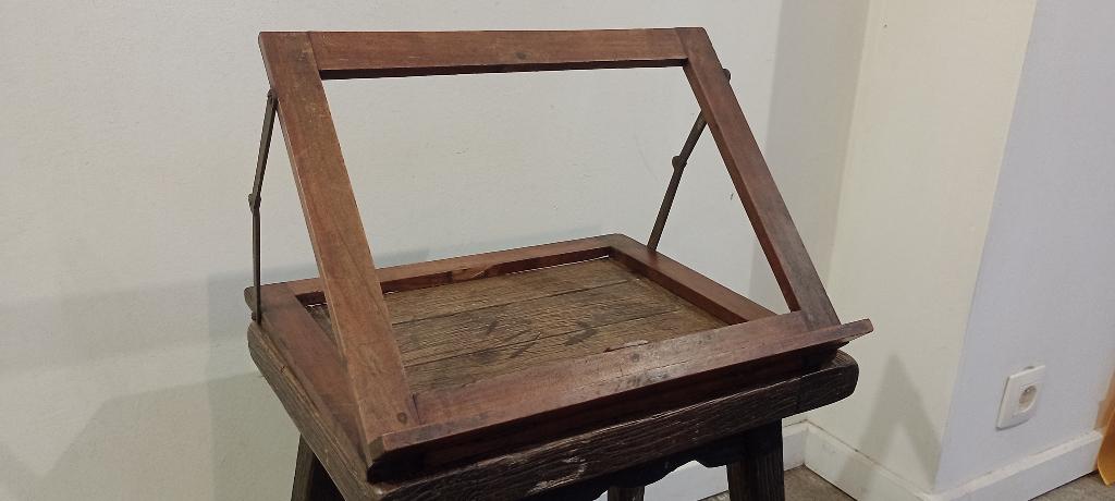 Ancien lutrin de table en bois articulé, Enlèvement ou Envoi