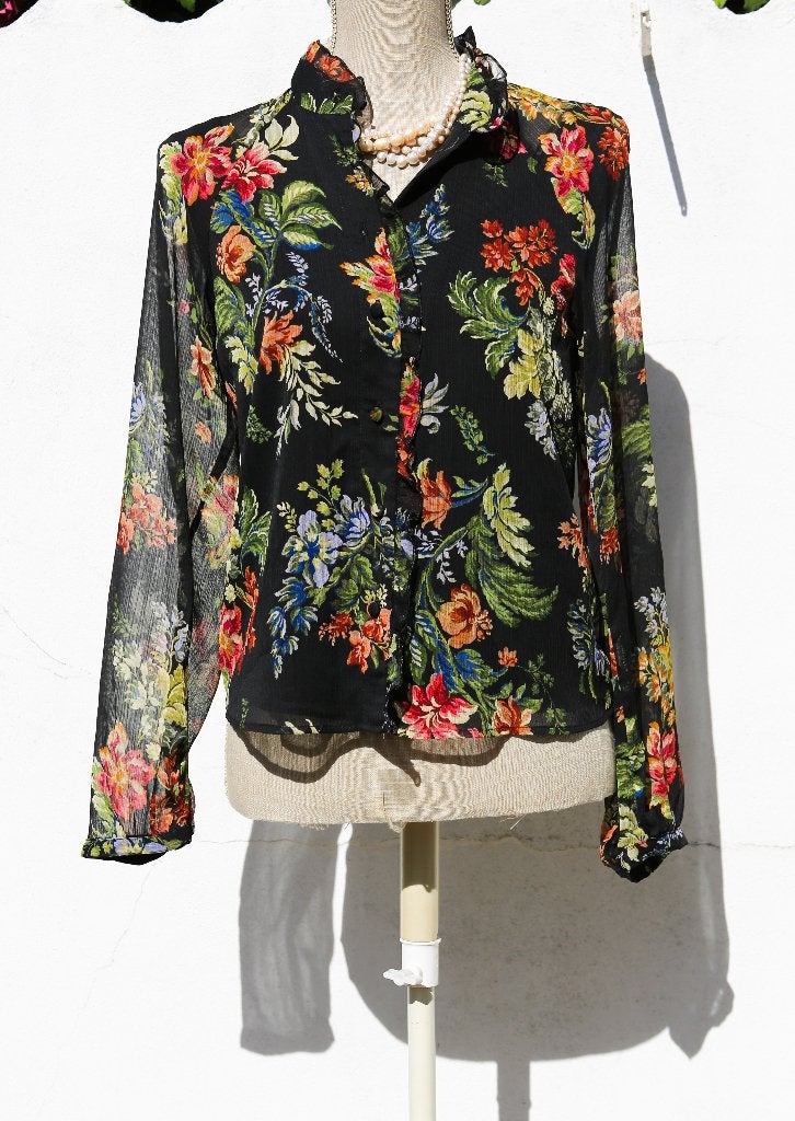 Mooie Mango XS-blouse met bloemenprint, Kleding | Dames, Mango, Meerkleurig, Ophalen of Verzenden, Zo goed als nieuw