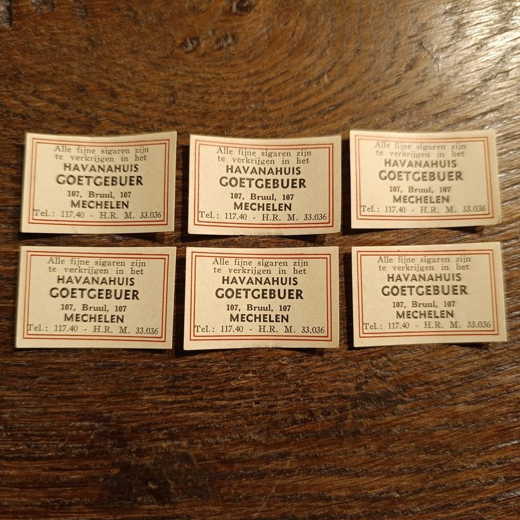6 x Lucifer etiket Havanahuis Goetgebuer , Mechelen, Ophalen of Verzenden