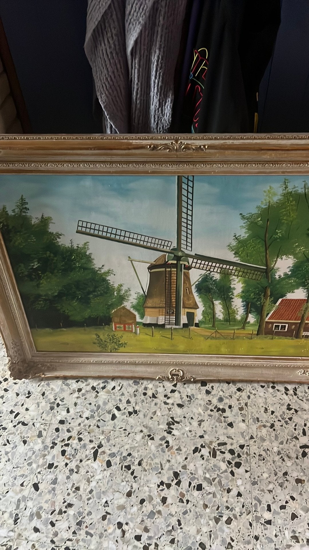 Vintage schilderij molen, Ophalen, Vintage, Gesigneerd